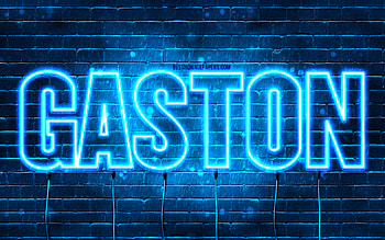 Happy Birtay Gaston, , blue neon lights, Gaston name, creative, Gaston Happy Birtay, Gaston Birtay, popular french male names, with Gaston name, Gaston HD wallpaper