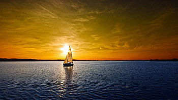 Nature, Water, Sunset, Sky, Sea, Boat, Sail HD wallpaper