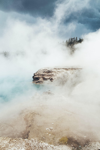 Nature, Trees, Smoke, Rock, Coast, Fog HD phone wallpaper