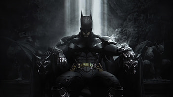 Batman, sitting on throne, dark, superhero art HD wallpaper