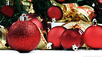 red christmas balls, shiney, holiday, glitter, christmas, red, decorations, festive, balls HD wallpaper