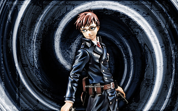 Yukio Okumura, blue grunge background, Blue Exorcist, manga, Ao no Exorcist, Okumura Yukio, vortex, Yukio Okumura Blue Exorcist HD wallpaper