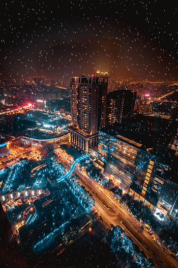 City Lights, Cities, Night City, Snowfall, Taiwan, Taipei HD phone wallpaper