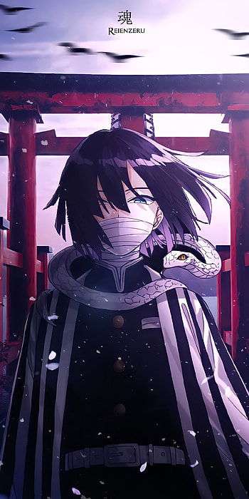 Obanai, magenta, art, animeboy, kimetsunoyaiba, tanjiro, demonslayer, anime, shrine HD phone wallpaper