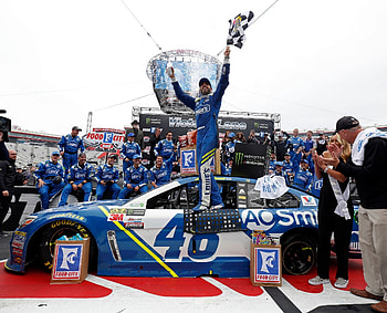 Jimmie Johnson, Winning rain-delayed NASCAR race HD wallpaper