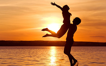 You and Me, ........., sea, beautiful, people, beach, love, happy, sky, sun, sunset HD wallpaper