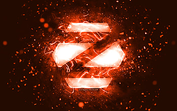 Zorin OS orange logo, , orange neon lights, Linux, creative, orange abstract background, Zorin OS logo, OS, Zorin OS HD wallpaper