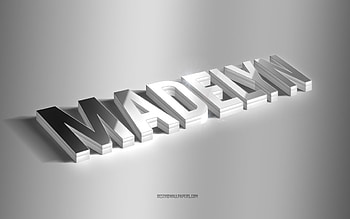 Madelyn, silver 3d art, gray background, with names, Madelyn name, Madelyn greeting card, 3d art, with Madelyn name HD wallpaper