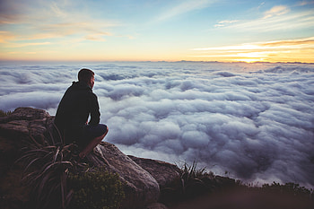 Person Looking At The Clouds From Top, clouds, sky, person, nature, graphy HD wallpaper