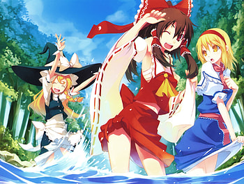 Touhou, reimu hakurei, marisa kirisame, alice margatroid HD wallpaper