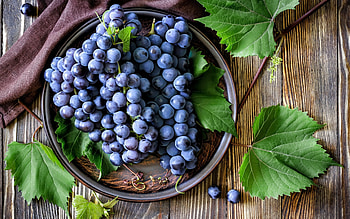 Grapes, still life, fruits, leaves, wood HD wallpaper