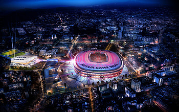 Night view, Camp Nou Stadium HD wallpaper