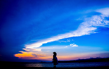 Sea, Twilight, Beach, Dark, Silhouette, Dusk HD wallpaper