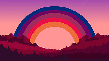 Rainbow Island, rainbow, abstract, artist, artwork, digital-art HD wallpaper