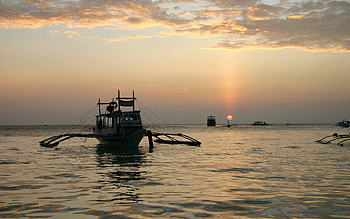 Boat, other, sea, sunset HD wallpaper