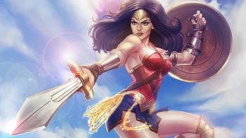 Wonder Woman Sword Shield, wonder-woman, sword, shield, artwork, digital-art, deviantart, artwork HD wallpaper