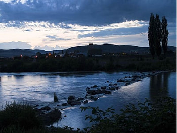 Mures river at night, night, river, mures HD wallpaper