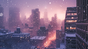 Winter Urban Wonderland: Snowy Cityscape, man made, city, snowy city, Snowing, urban HD wallpaper