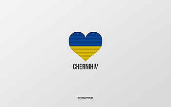 I Love Chernihiv, Ukrainian cities, Day of Chernihiv, gray background, Chernihiv, Ukraine, Ukrainian flag heart, favorite cities, Love Chernihiv HD wallpaper