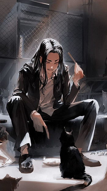 Baji 03, tokyo_revengers, street, cat, anime_boy, black, boy, anime HD phone wallpaper