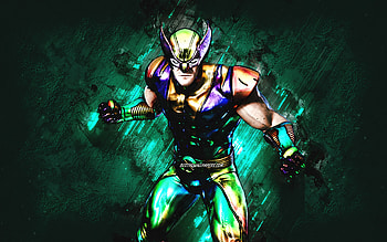 Fortnite Holo Foil Wolverine Skin, Fortnite, main characters, turquoise stone background, Holo Foil Wolverine, Fortnite skins, Holo Foil Wolverine Skin, Holo Foil Wolverine Fortnite, Fortnite characters HD wallpaper
