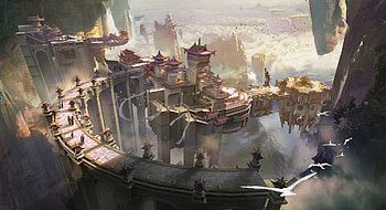 Castle, view from the top, rongrong wang, art, bird, fantasy HD wallpaper