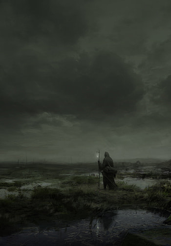 Art, Dark, Fog, Loneliness, Gloomy, Wanderer, Mantle HD phone wallpaper