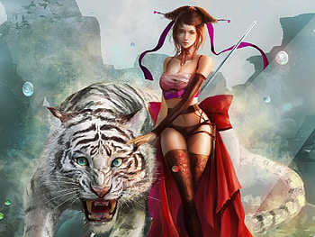Fantasy Women, women, girl, Fantasy, tigeress HD wallpaper