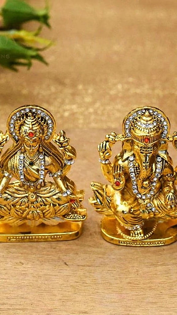 Laxmi Ganesh, Gold Statue HD phone wallpaper