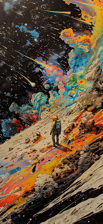 Meteor Shower Galaxy: Colorful Astronaut Space , space, colorful, astronaut HD phone wallpaper