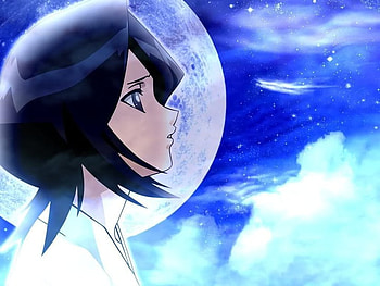 Cute Rukia, bleach, anime, moon, cute, sky, girl, rukia HD wallpaper
