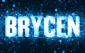 Happy Birtay Brycen, , blue neon lights, Brycen name, creative, Brycen Happy Birtay, Brycen Birtay, popular american male names, with Brycen name, Brycen HD wallpaper