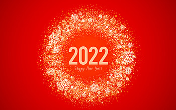 Happy New Year 2022, , golden winter frame, snowflakes frame, 2022 New Year, 2022 concepts, Red 2022 background, New Year 2022, greeting card HD wallpaper
