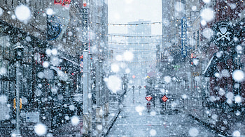 Snowy City, Snowfall HD wallpaper