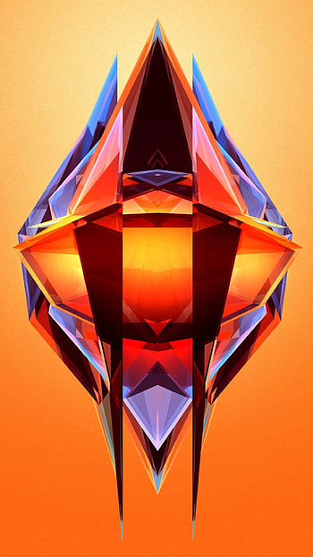Logo , Artwork facets, Orange and blue design HD phone wallpaper