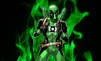 Deadpool, hero, green, marvel HD wallpaper