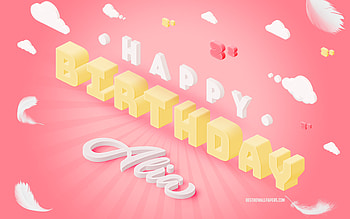 Happy Birtay Alia, 3d Art, Birtay 3d Background, Alia, Pink Background, Happy Alia birtay, 3d Letters, Alia Birtay, Creative Birtay Background HD wallpaper
