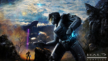 Halo: Conflict I, ship, elite, halo 4, halo, spartan, conflict, grenade, noob622 HD wallpaper
