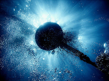 underwater, blue, sea, bubbles HD wallpaper