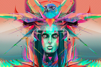 Art, Multicolored, Motley, Girl, Eagle, Portrait HD wallpaper