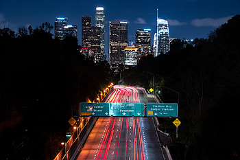 Cities, Building, Road, Night City, City Lights, Long-Term Exposure, California, Los Angeles HD wallpaper
