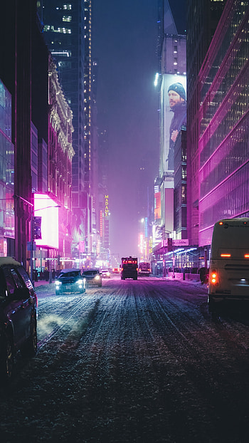 New York Streets, Night cityscape, Skyscrapers, Xperia Z5 Premium HD phone wallpaper