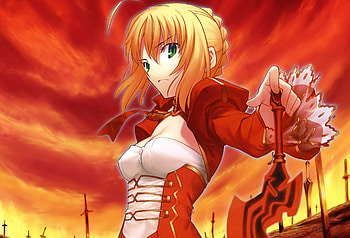 Anime girl, fate series, saber, Fate/Extra Last Encore HD wallpaper