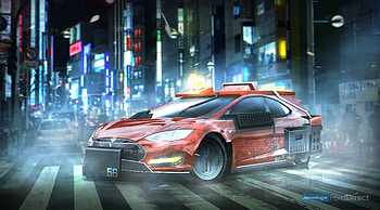 Blade Runner Deckards Sedan Tesla Model S, blade-runner-2049, movies, 2017-movies, cars, tesla, artist, artwork, digital-art HD wallpaper