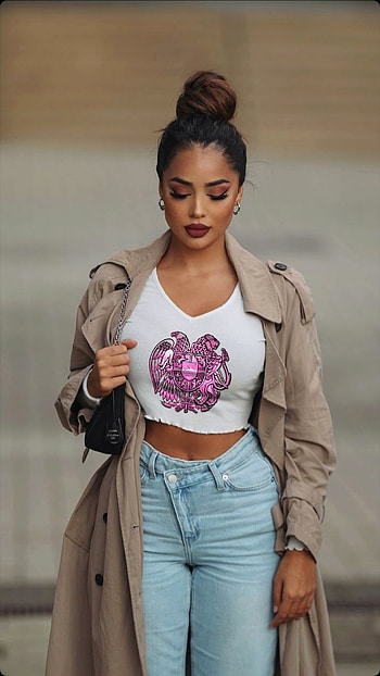 Fashion, coat, pretty, brianda, model, coat-of-arms, jeans HD phone wallpaper