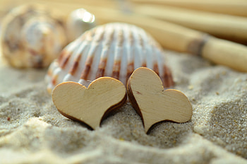 Sand, Love, Heart, Shell HD wallpaper