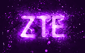 ZTE violet logo, , violet neon lights, creative, violet abstract background, ZTE logo, brands, ZTE HD wallpaper