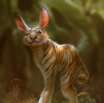 Bunny tiger, bunny, tiger, creature, fantasy HD wallpaper