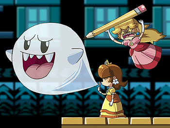 double trouble, peach, boo, mario, nintendo, girl, video game, daisy, pencil, women, bubble, princess, female HD wallpaper