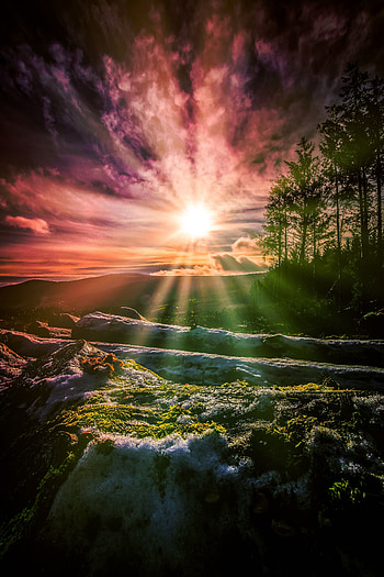 Sunrise, sunbeams, wicklow, mountains, ireland HD phone wallpaper